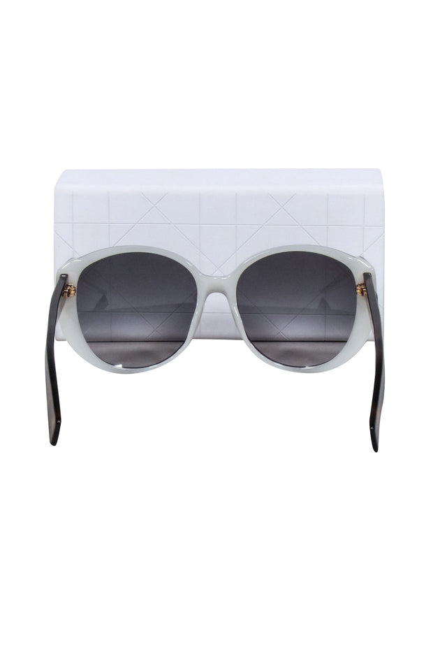 Current Boutique-Christian Dior - Grey Large Round Sunglasses w/ Tortoise Legs