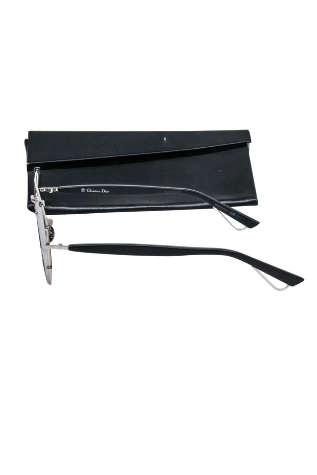 Current Boutique-Christian Dior - Silver Frame Aviator w/ Mirrored Black Lenses