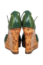 Current Boutique-Christian Dior - Green Leather Cork Wedges Sz 8.5