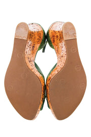 Current Boutique-Christian Dior - Green Leather Cork Wedges Sz 8.5