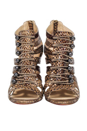 Current Boutique-Christian Louboutin - Tan Leather "Denis Cobra" Strappy Pumps Sz 9.5
