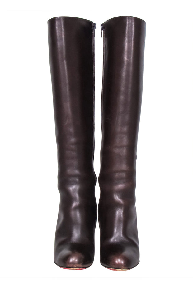 Current Boutique-Christian Louboutin - Chocolate Brown Knee High Heel Tall Boots Sz 7