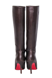Current Boutique-Christian Louboutin - Chocolate Brown Knee High Heel Tall Boots Sz 7