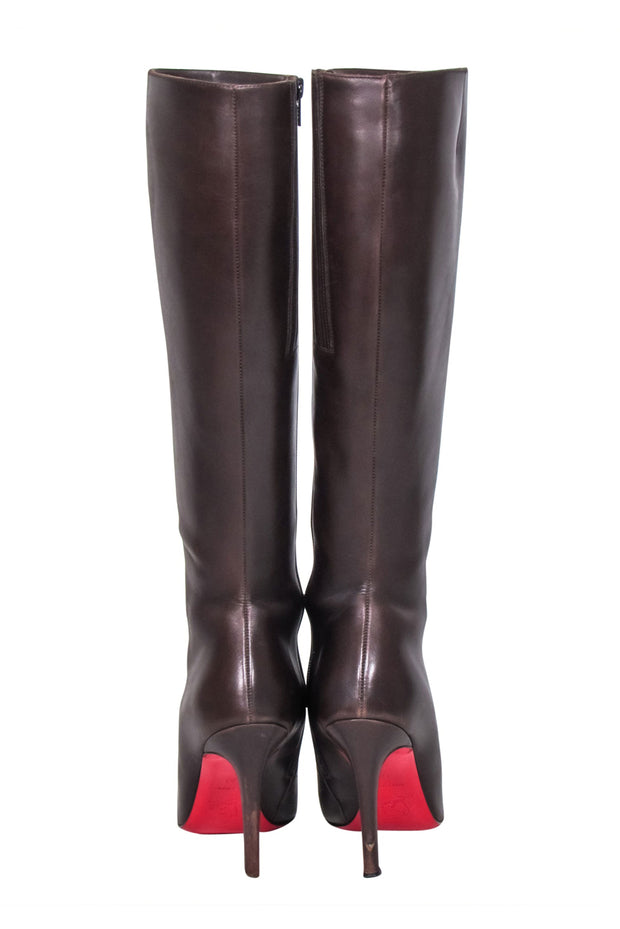 Current Boutique-Christian Louboutin - Chocolate Brown Knee High Heel Tall Boots Sz 7