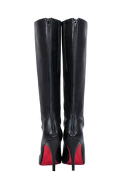 Current Boutique-Christian Louboutin - Black Leather Tall Calf Boot Sz 7