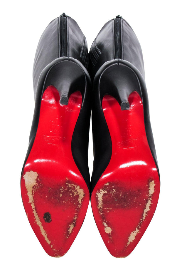Current Boutique-Christian Louboutin - Black Leather Tall Calf Boot Sz 7