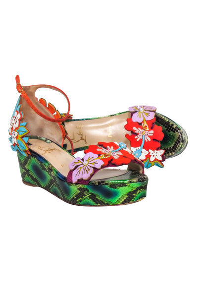 Current Boutique-Christian Louboutin - Multi Color "Ha Why Luna" Platform Wedge Sz 6