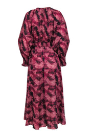 Current Boutique-Chufy - Maroon, Beige, & Black Print Maxi Dress Sz S