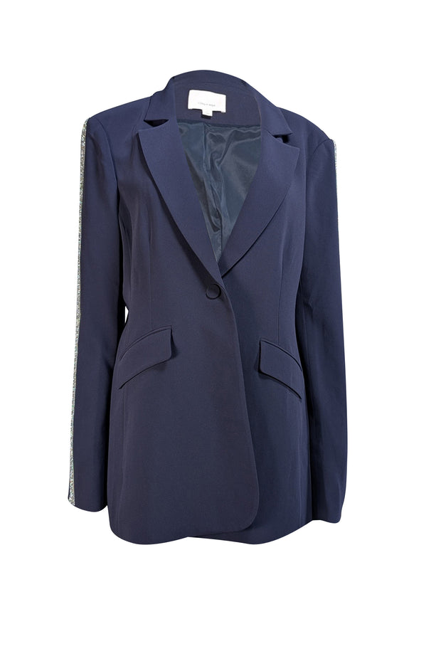 Cinq a Sept - Navy Rhinestone Trim Blazer Sz 14 - Current Boutique