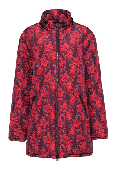 Current Boutique-Cinq a Sept - Red & Maroon Floral Puffer Coat Sz M
