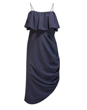 Current Boutique-Cinq a Sept - Navy Ruffle Asymmetrical Dress Sz 14