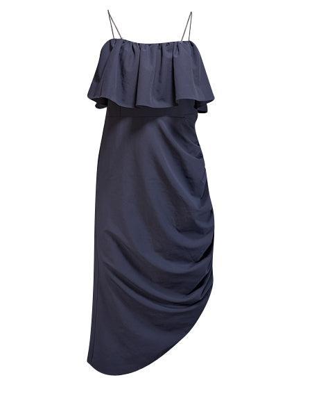 Current Boutique-Cinq a Sept - Navy Ruffle Asymmetrical Dress Sz 14