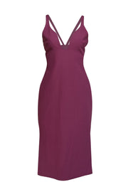 Cinq a Sept - Raspberry Purple Fitted Plunge Neck Dress Sz 10 - Current Boutique