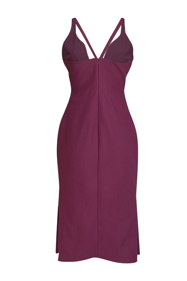 Cinq a Sept - Raspberry Purple Fitted Plunge Neck Dress Sz 10 - Current Boutique