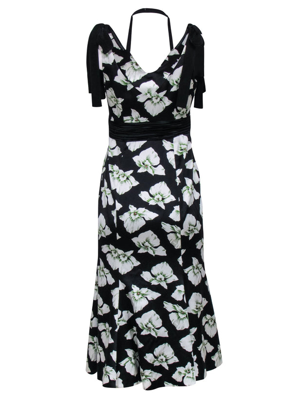 Current Boutique-Cinq a Sept - Black w/ White Floral Print Silk Mermaid Dress Sz 4