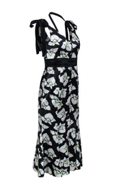 Current Boutique-Cinq a Sept - Black w/ White Floral Print Silk Mermaid Dress Sz 4