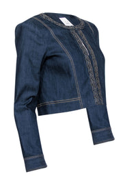 Current Boutique-Cinq a Sept - Dark Wash Denim Cropped Jacket w/ Braided Trim Sz 4