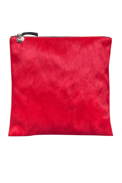 Current Boutique-Clare V. - Red Calf Hair Zipper Clutch