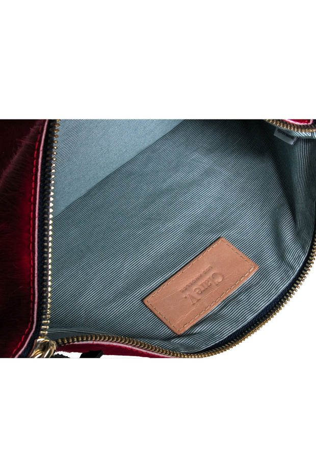 Current Boutique-Clare V. - Red Calf Hair Zipper Clutch