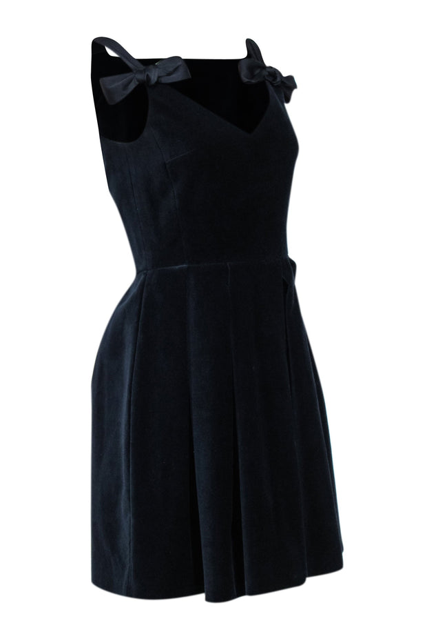 Current Boutique-Claudie Pierlot - Navy Velvet Tie Strap Dress Sz 4