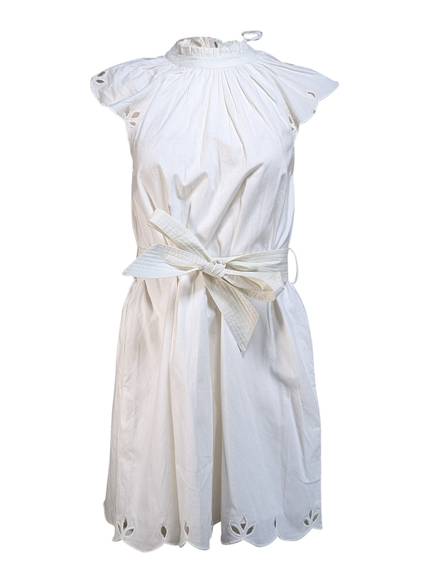 Current Boutique-Cleobella - Ivory Eyelet Detail Waist Sash Dress Sz XS