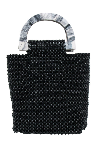 Current Boutique-Cleobella - Black Beaded Handbag w/ Marble Handles