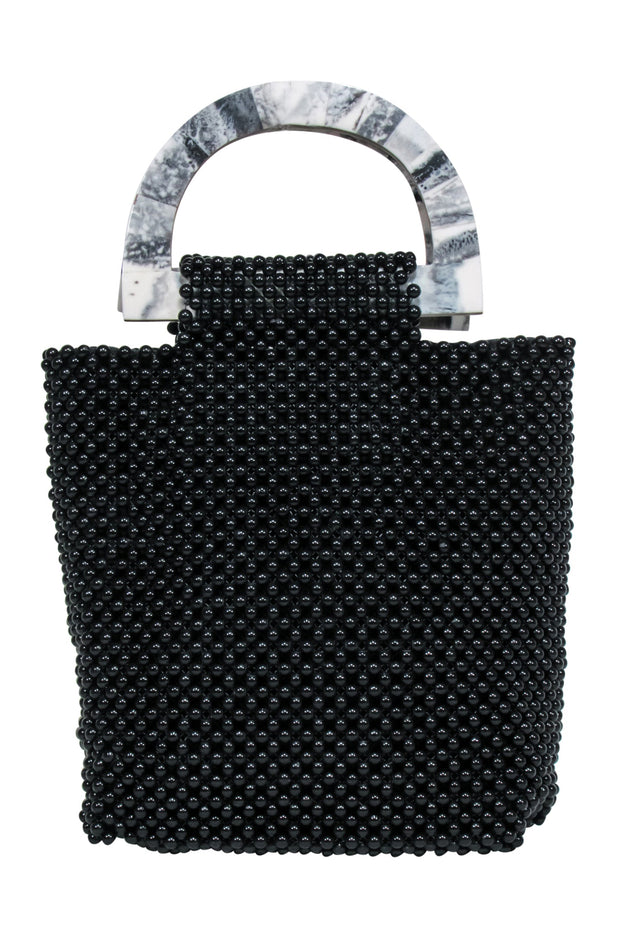 Current Boutique-Cleobella - Black Beaded Handbag w/ Marble Handles