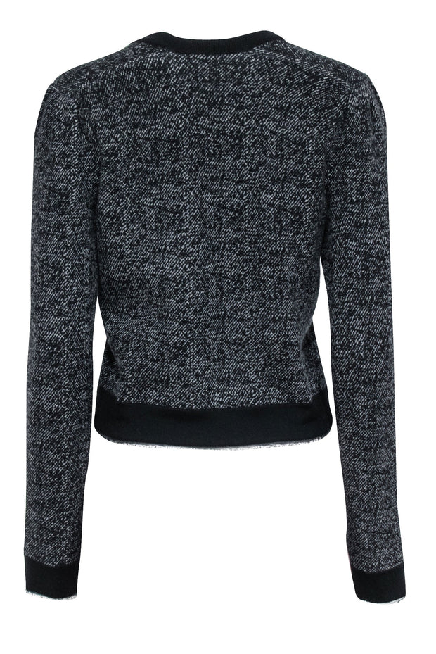 Current Boutique-Club Monaco - Black & Grey Blend Double Breasted Button Cardigan Sz M