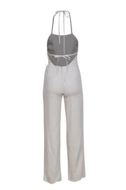 Current Boutique-Club Monaco - Beige Linen Blend Halter Jumpsuit Sz 00