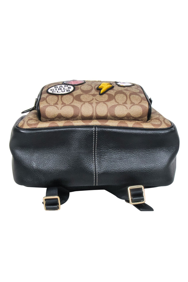 Current Boutique-Coach - Tan Monogram Coated Canvas Backpack w/ Disney's Villain Court Patches