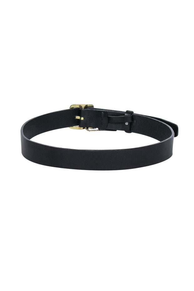 Current Boutique-Coach - Black Leather w/ Gold Buckle Front Sz M