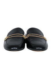 Current Boutique-Coach - Black Leather Mule Loafer w/ Gold Logo Chain Sz 6.5