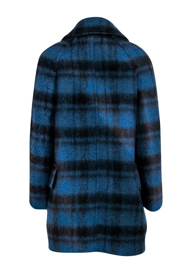 Current Boutique-Coach - Blue & Black Plaid Wool Blend Coat Sz S
