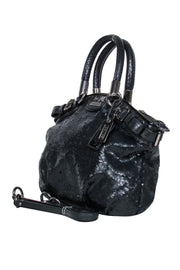 Current Boutique-Coach - Black Sequin Leather Trim Crossbody Bag