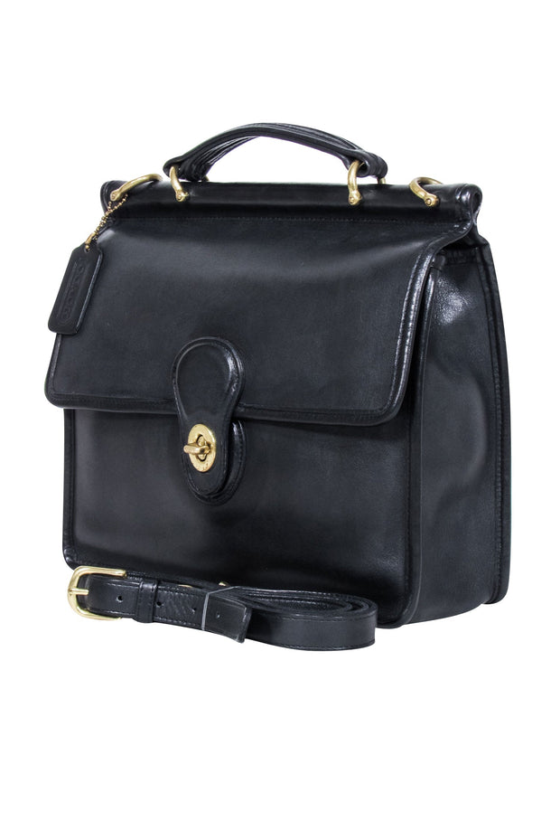 Current Boutique-Coach - Willis Black Leather Vintage Messenger Crossbody Bag