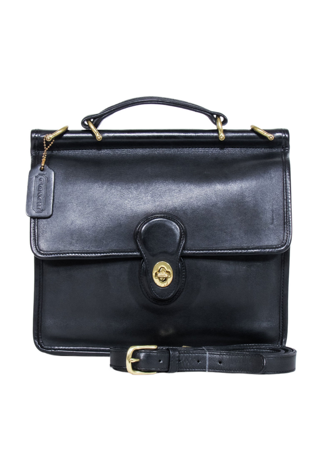 Current Boutique-Coach - Willis Black Leather Vintage Messenger Crossbody Bag
