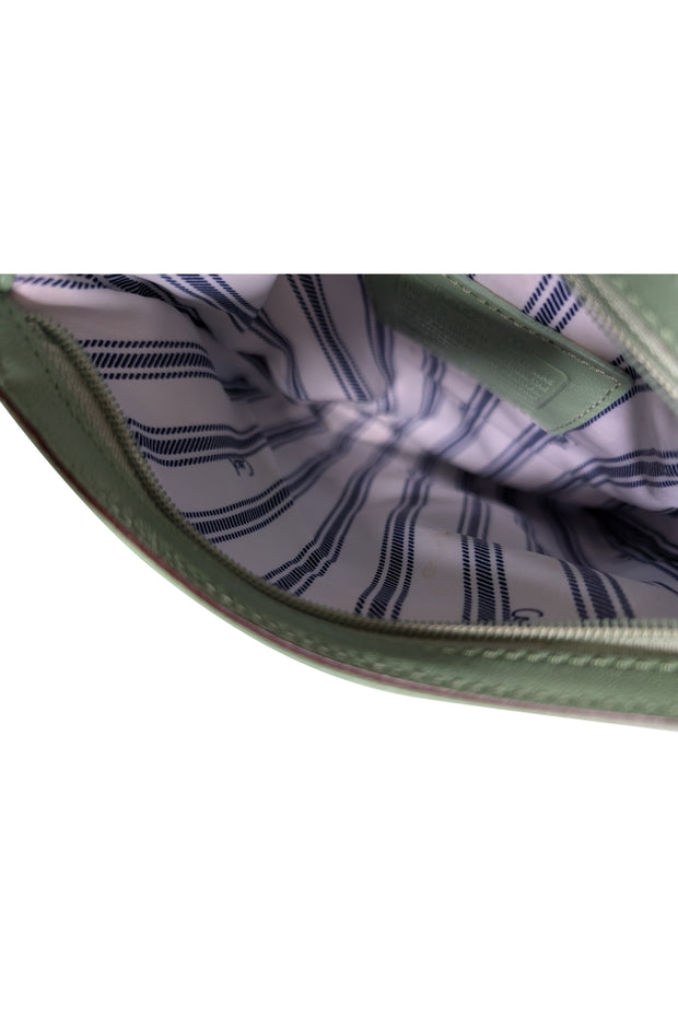 Coach - Aqua Blue & Yellow Print Crossbody w/ Green Leather Trim - Current Boutique