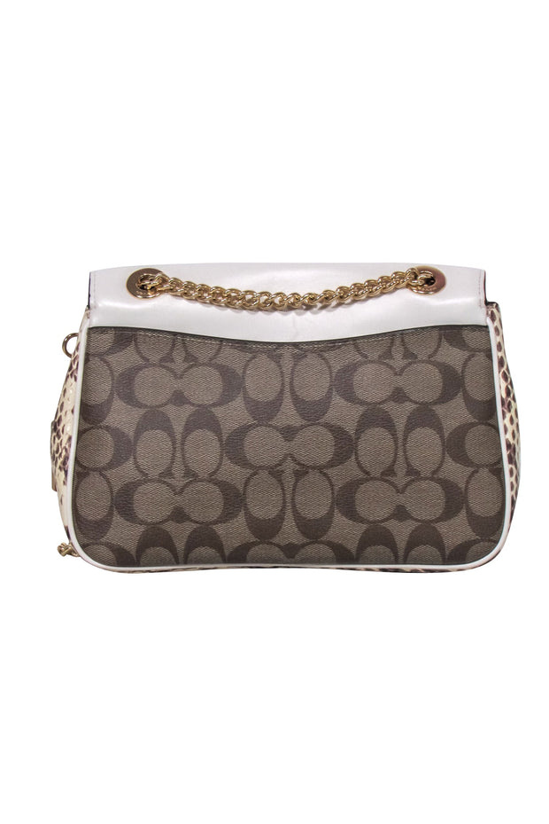 Current Boutique-Coach - Cream & Tan Monogram Lock front Crossbody Bag