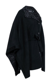 Current Boutique-Coach - Black & Grey Wool Blend Double Face Cape Sz M/L