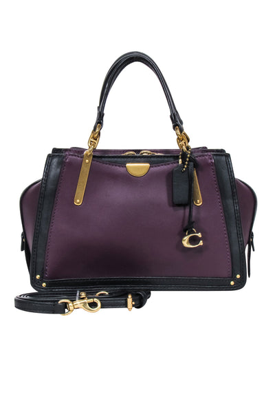 Current Boutique-Coach - Plum Purple & Black Leather Mini "Dreamer" Bag