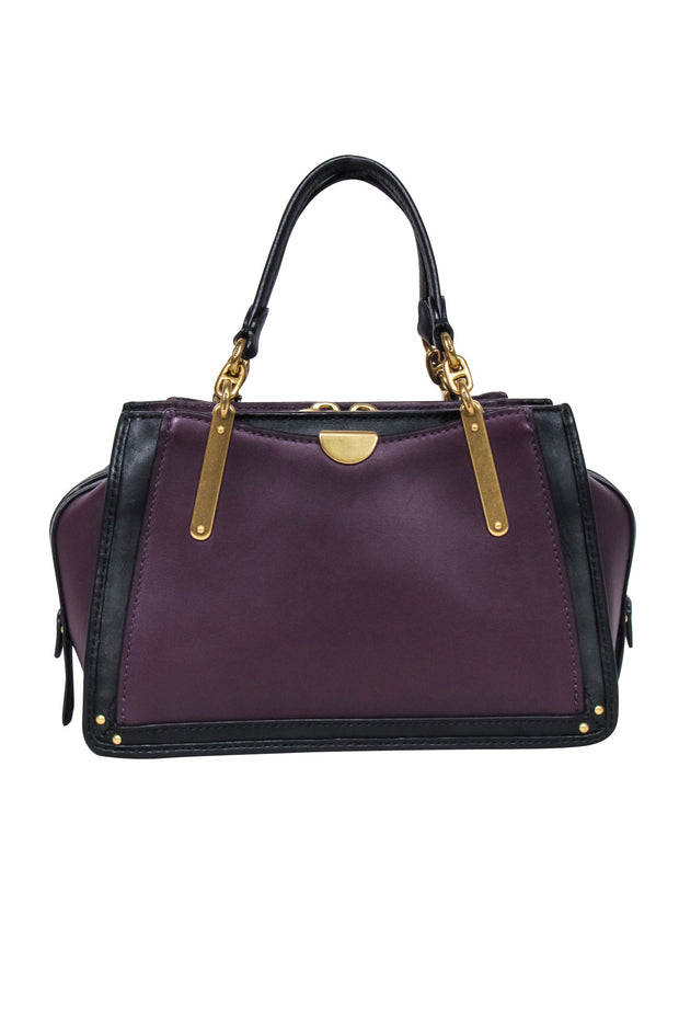 Current Boutique-Coach - Plum Purple & Black Leather Mini "Dreamer" Bag