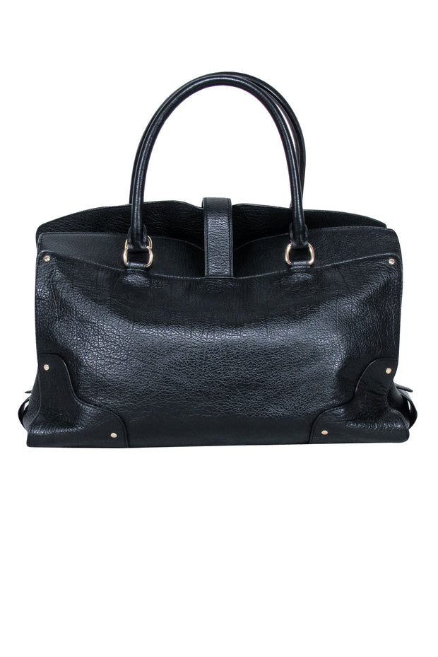 Current Boutique-Coach - Black Pebbled Leather Turn Lock Detail Satchel Bag