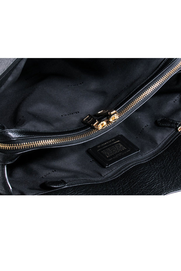 Current Boutique-Coach - Black Pebbled Leather Turn Lock Detail Satchel Bag