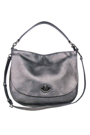 Current Boutique-Coach - Metallic Gunmetal Pebbled Leather Satchel