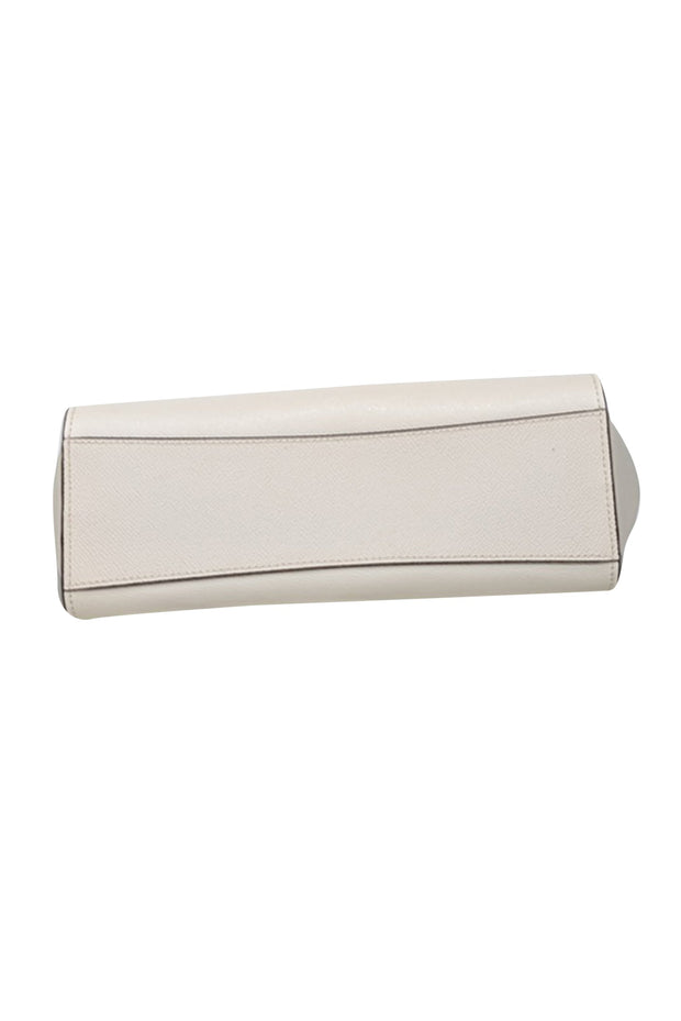 Current Boutique-Coach - Ivory Saffiano Leather Embellished Front Satchel Bag