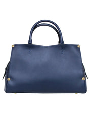 Current Boutique-Coach - Navy Leather w/ Snake Skin Print Trim Satchel