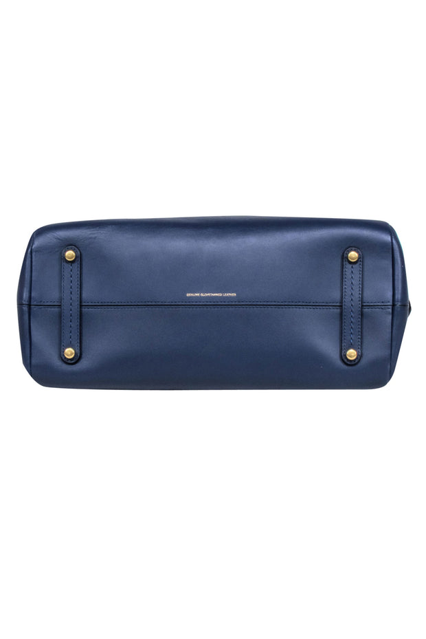 Current Boutique-Coach - Navy Leather w/ Snake Skin Print Trim Satchel