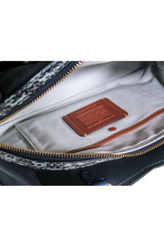 Current Boutique-Coach - Navy Leather w/ Snake Skin Print Trim Satchel