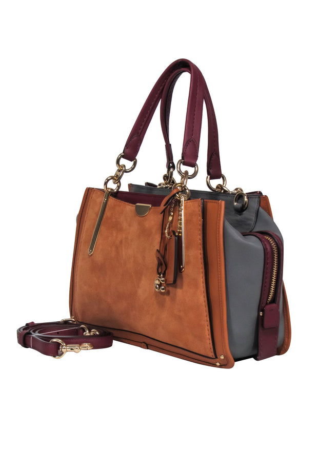 Current Boutique-Coach - Tan "Dreamer 21" Color Block Suede & Leather Satchel