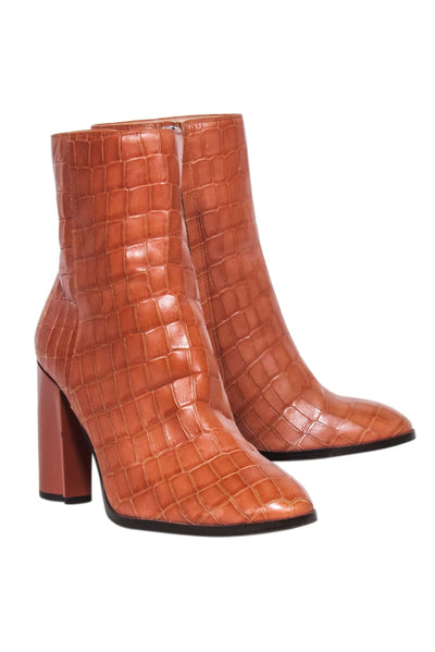 Current Boutique-Coach - Tan Reptile Embossed Heel Boot Sz 7